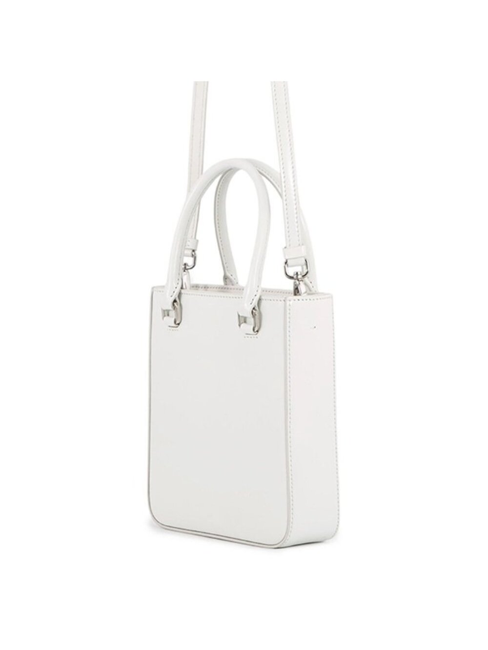 Prada Handbag Spazzolato Small Triangle Logo Leather 2-Way Shoulder White - Picture 2 of 10